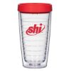 16 Oz. Newbridge Double Wall Tumbler - Clear With Red Lid