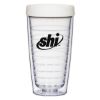 16 Oz. Newbridge Double Wall Tumbler - Clear With White Lid