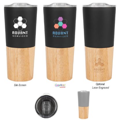 16 Oz. Marlow Stainless Steel Tumbler with Bamboo Base