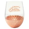 18 Oz. Florence Stemless Wine Glass - Clear with Copper