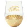 18 Oz. Florence Stemless Wine Glass - Clear with Gold