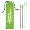 2-Pack Stainless Steel Straw Kit - Silver Straw with Lime Green