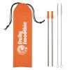 2-Pack Stainless Steel Straw Kit - Silver Straw with Orange