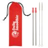 2-Pack Stainless Steel Straw Kit - Silver Straw with Red