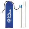 2-Pack Stainless Steel Straw Kit - Silver Straw with Royal Blue