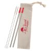 2-Pack Stainless Straw Kit with Cotton Pouch - Silver with Red Straw