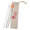 2-Pack Stainless Straw Kit with Cotton Pouch - Silver with Orange Straw