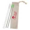 2-Pack Stainless Straw Kit with Cotton Pouch - Silver with Lime Green Straw