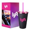 16 Oz. Newport Tumbler With Custom Box - Matte Black with Fuchsia Lid and Straw