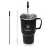 20 Oz. Fulton Stainless Steel Mug With Straw - Black