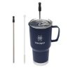 20 Oz. Fulton Stainless Steel Mug With Straw - Navy