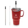 20 Oz. Fulton Stainless Steel Mug With Straw - Red