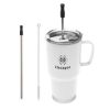 20 Oz. Fulton Stainless Steel Mug With Straw - White