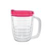 12 Oz. Tritan Coffee Mug With Lid - Clear with Fuchsia