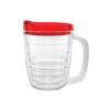 12 Oz. Tritan Coffee Mug With Lid - Clear with Red