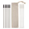 5-pack Stainless Straw Kit With Cotton Pouch - Silver with Black