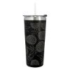 24 Oz. Full Laser Colma Basics Tumbler - Black Tumbler with White Straw