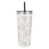 24 Oz. Full Laser Colma Basics Tumbler - White Tumbler with Black Straw